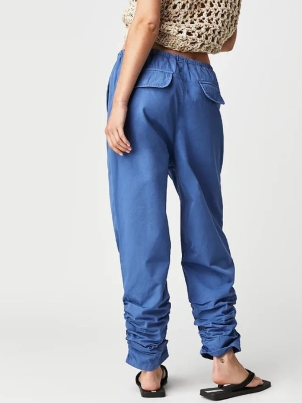New Free People New Light Parachute Pants in Riverside Small Blue - Picture 3 of 9
